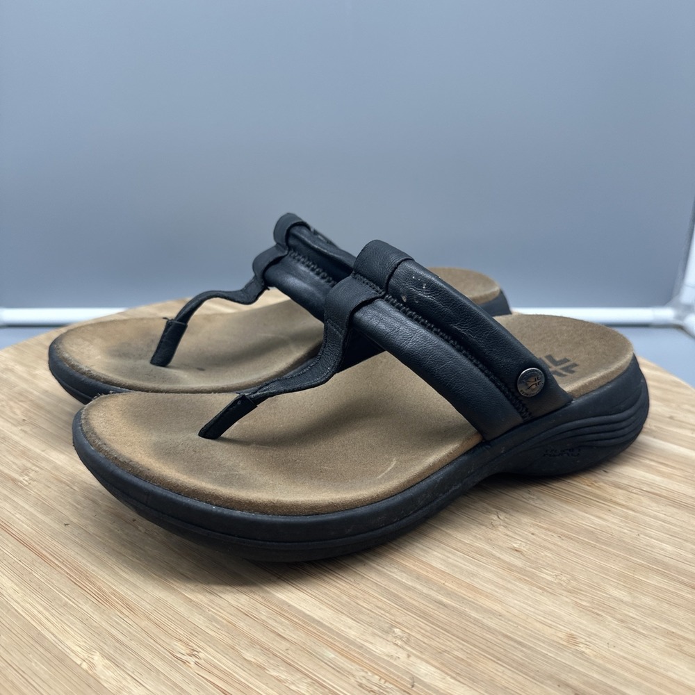 Kuru Coda Suvi Flip Flop Sandals Womens Sz 8 Black Leather Comfort Casual Thong